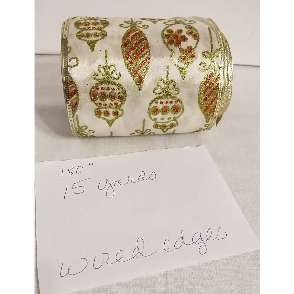 Lot of 5 Remnant Rolls Wire Edge Holiday Ribbon (119 Total Yds.)